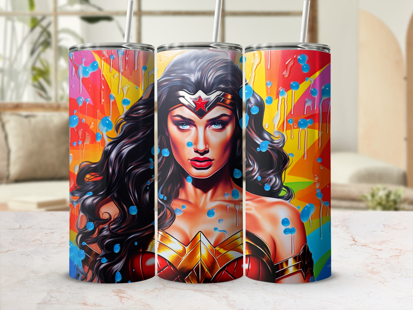Vibrant Superhero Design Insulated Tumbler Cup Gift