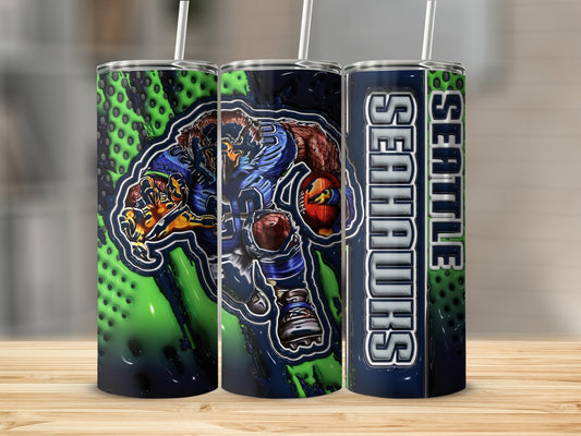 Seattle Seahawks Design Background Green Football Tumblers