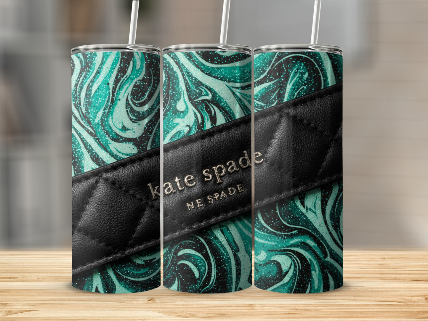 Kate Spade Inspired  New York Green Swirl Pattern Tumblers