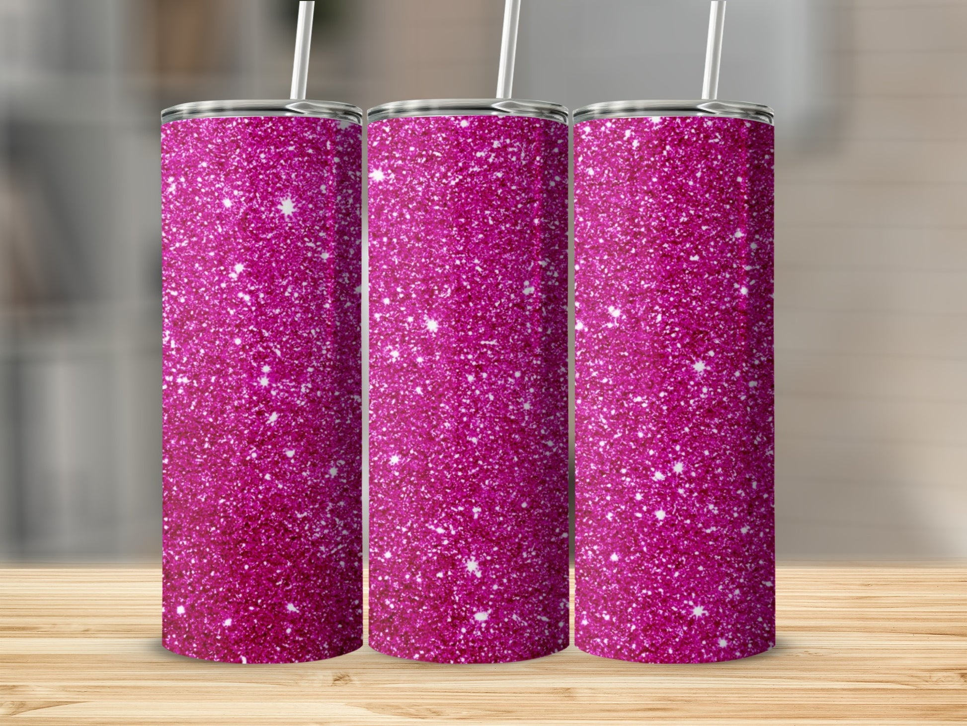 Glitter Pink Sparkle Insulated Tumbler With Straw