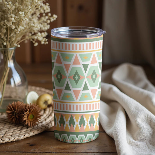 Stylish Geometric Pattern Tumbler With Lid Cup