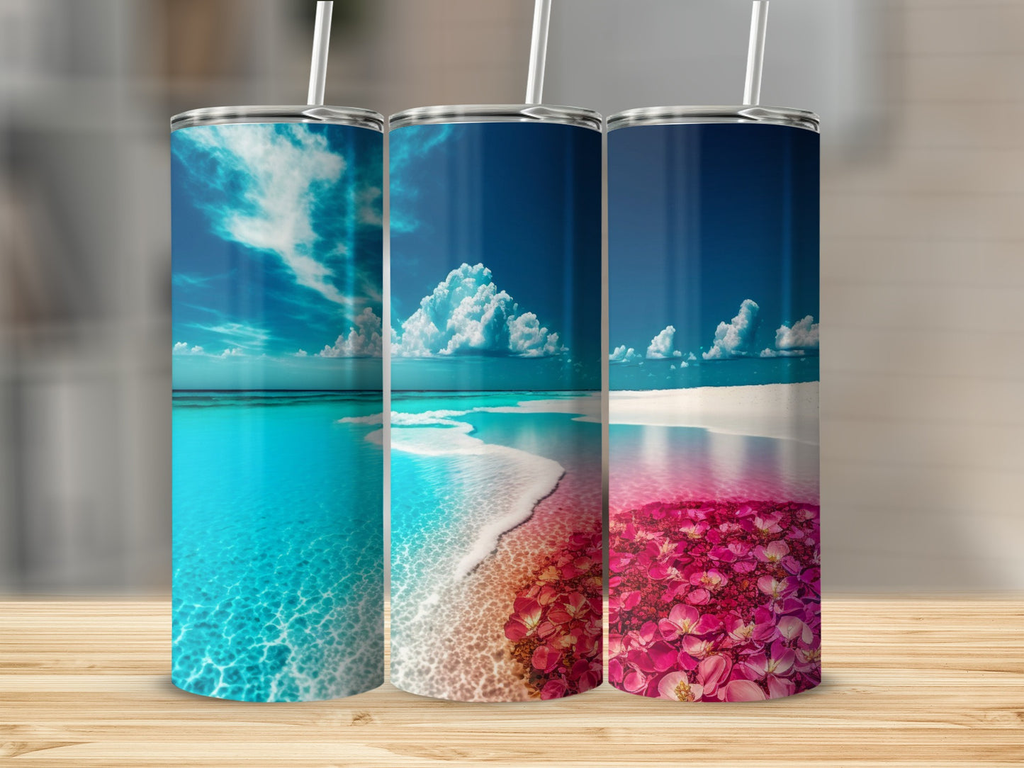 Ocean Inspired Tumbler with Stunning Beach Scene