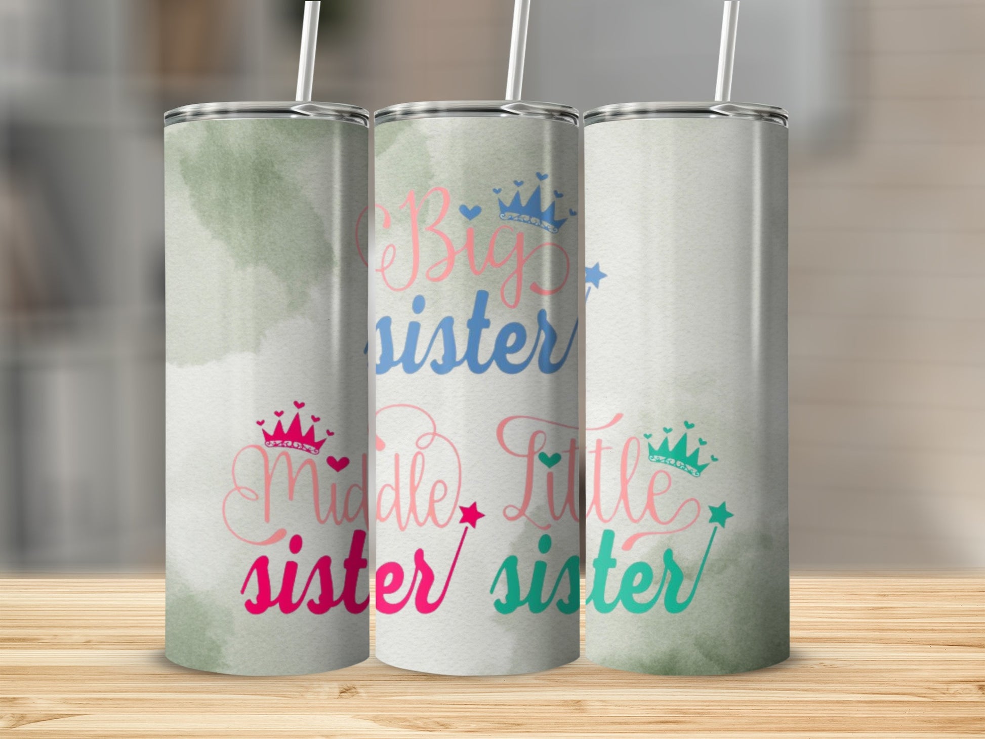 Matching Big Middle Little Sister Tumblers Set