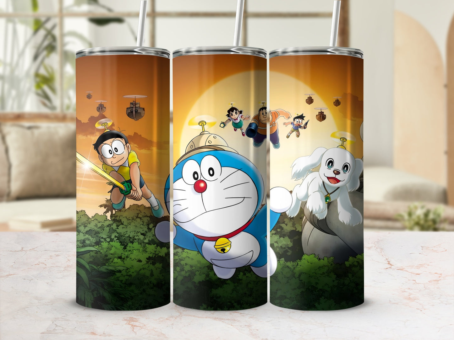 Vibrant Cartoon Character Adventure Design Tumbler