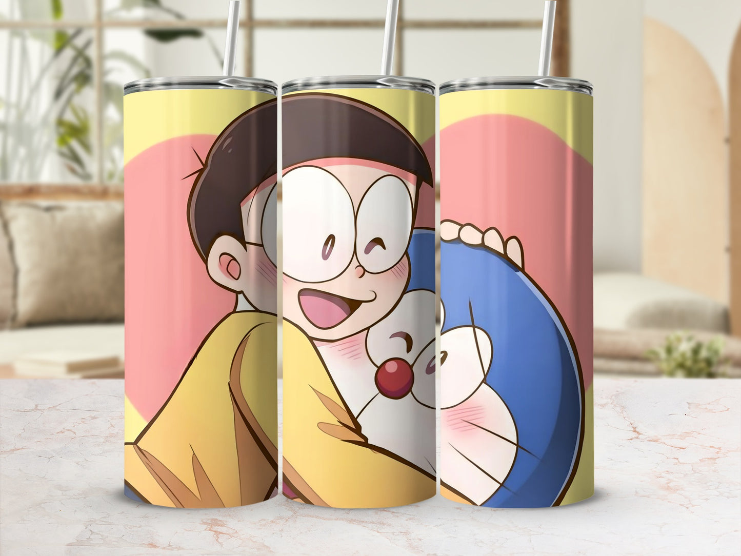 Cute Cartoon Character Tumbler with Straw 20oz