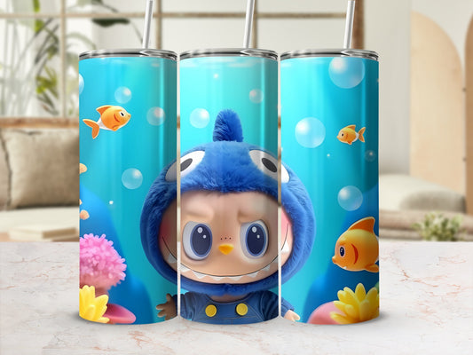 Cute Cartoon Character and Fish Design Tumbler