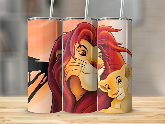 Lion and Cub Illustration on Tumbler Drinkware Product