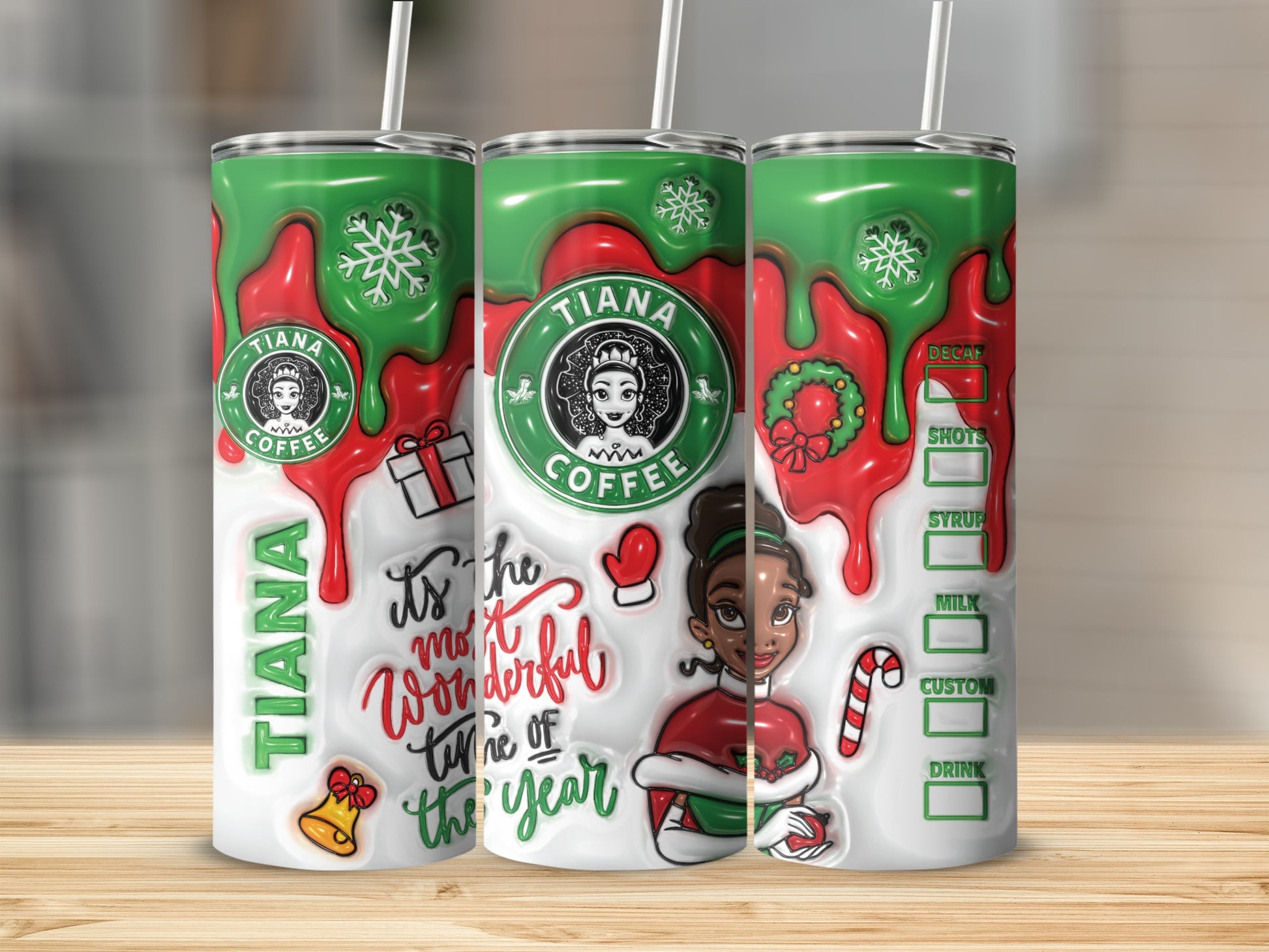 Tiana Coffee Christmas Themed Stainless Steel Tumbler