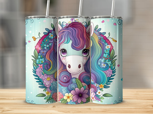 Rainbow Unicorn Floral Design Cute Tumbler product type