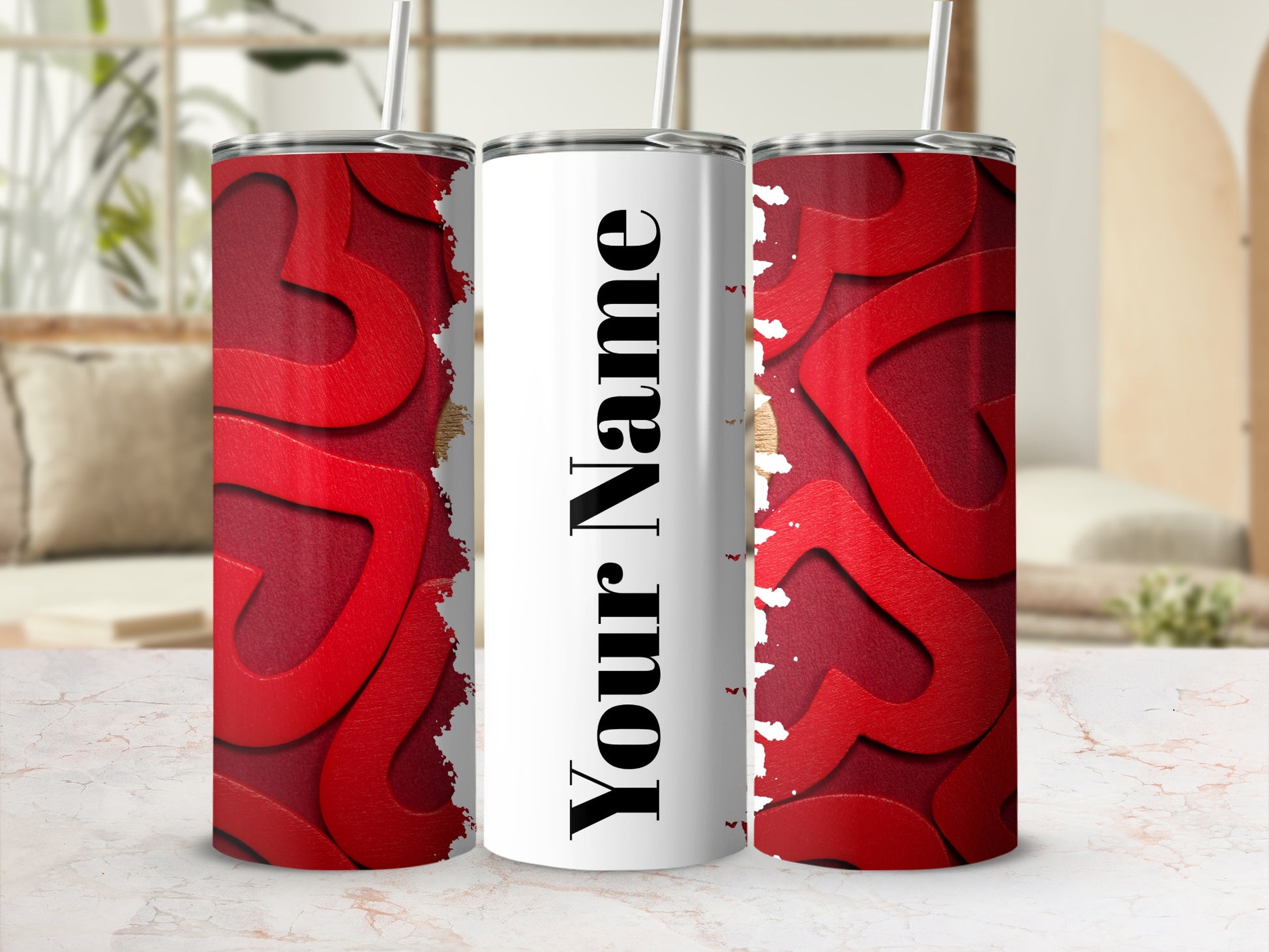 Personalized Heart Design Your Name Tumbler