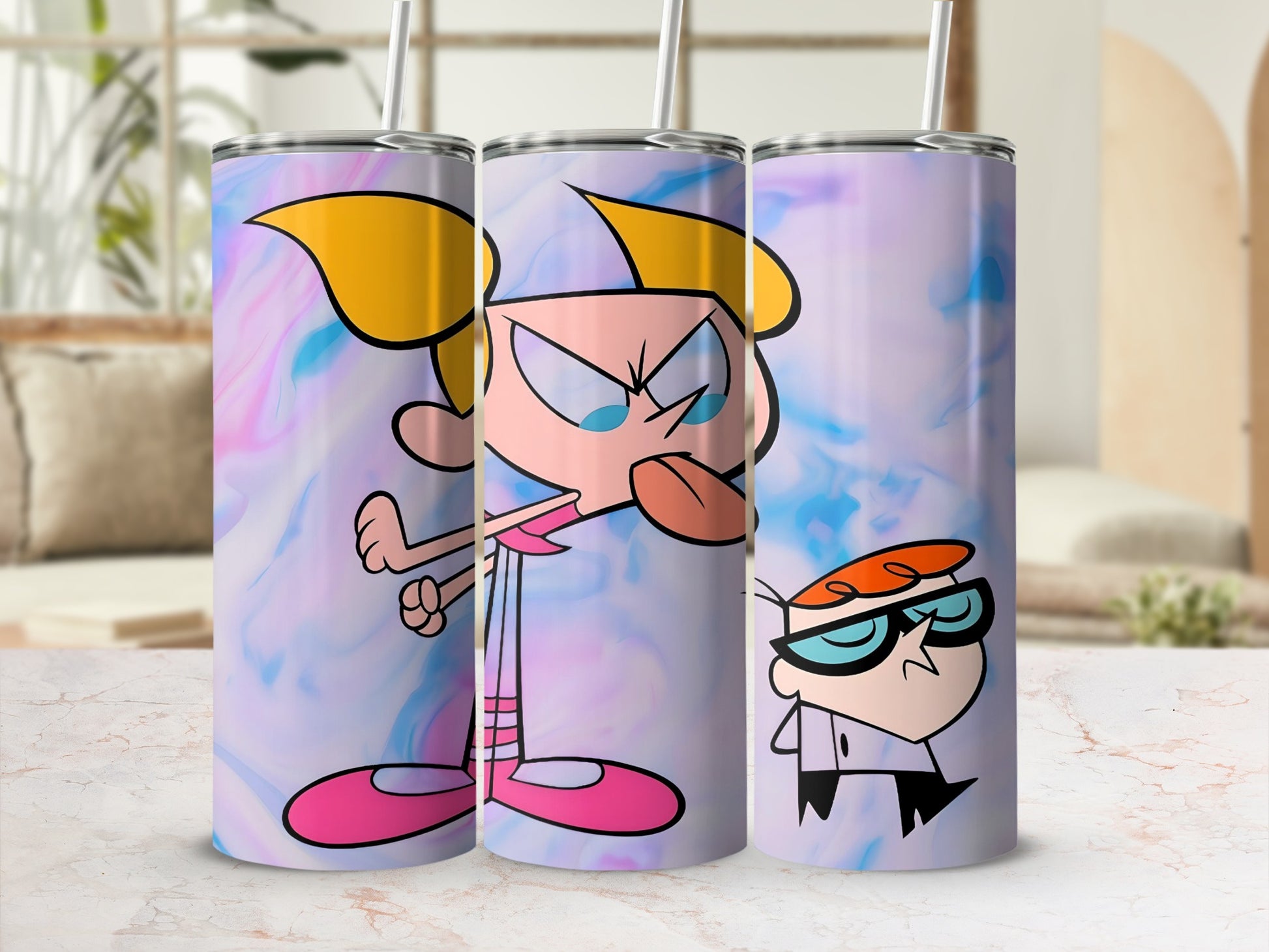 Colorful Cartoon Characters On Stylish Drink Tumbler