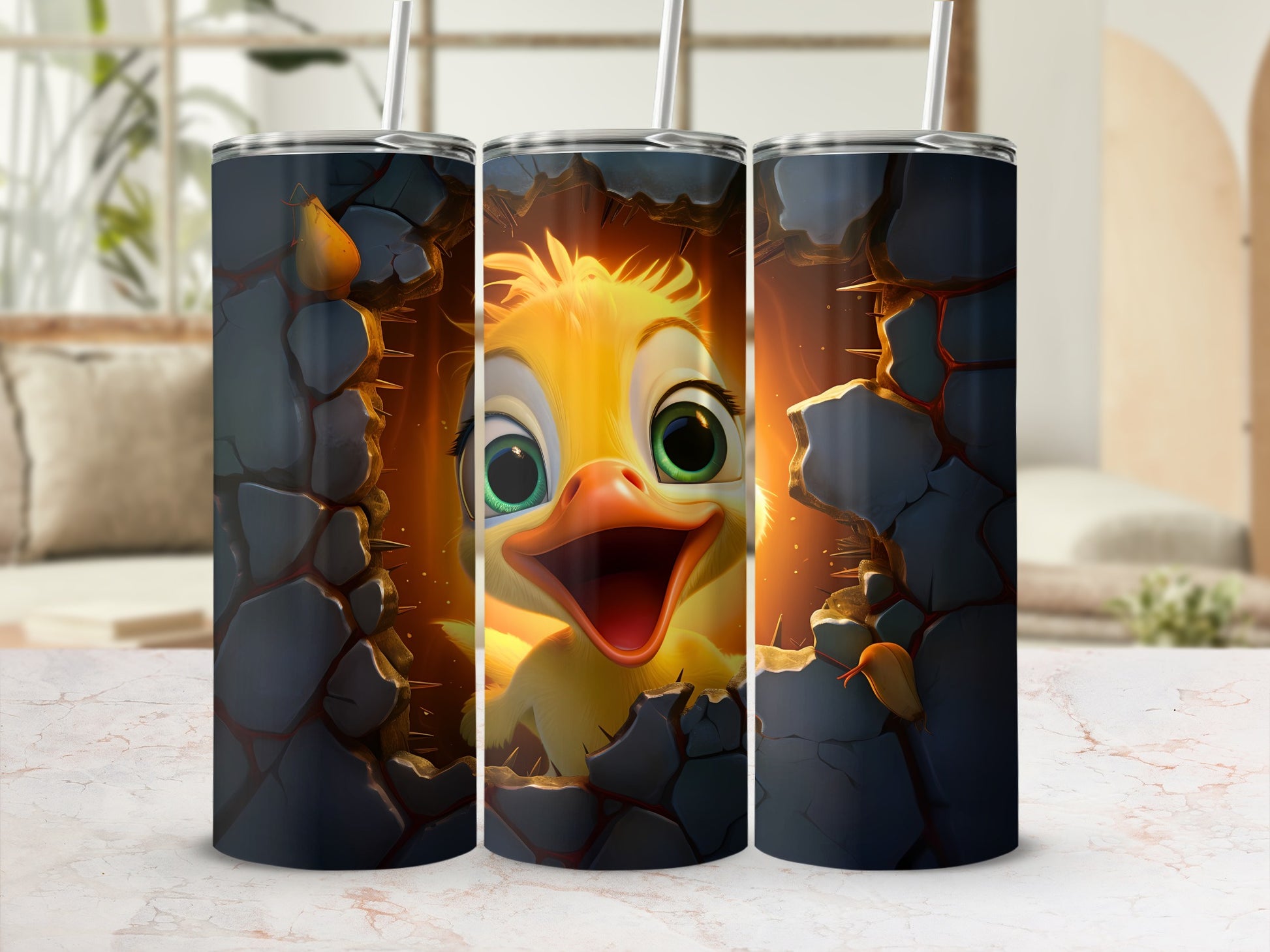 Vibrant Yellow Chick Hatching Egg Design Tumbler product type