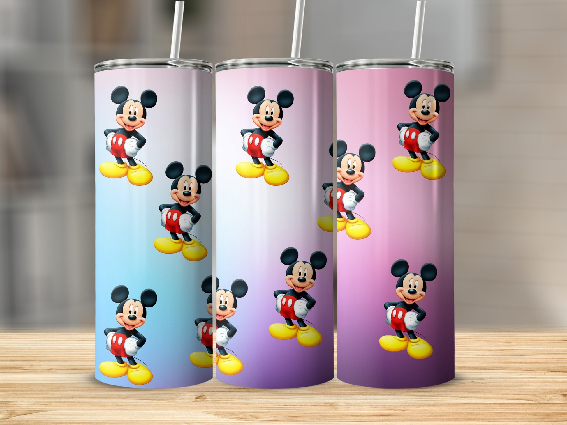 Mickey Mouse Tumbler with Colorful Background Design