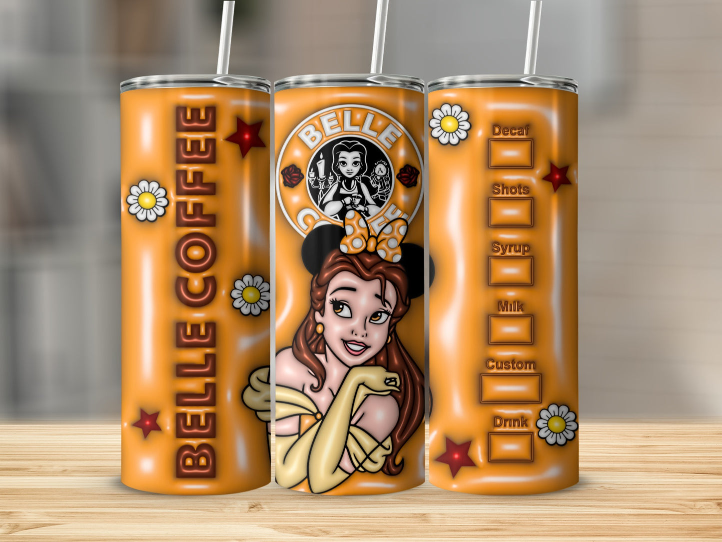 Belle Coffee Themed Tumbler with Customizable Options