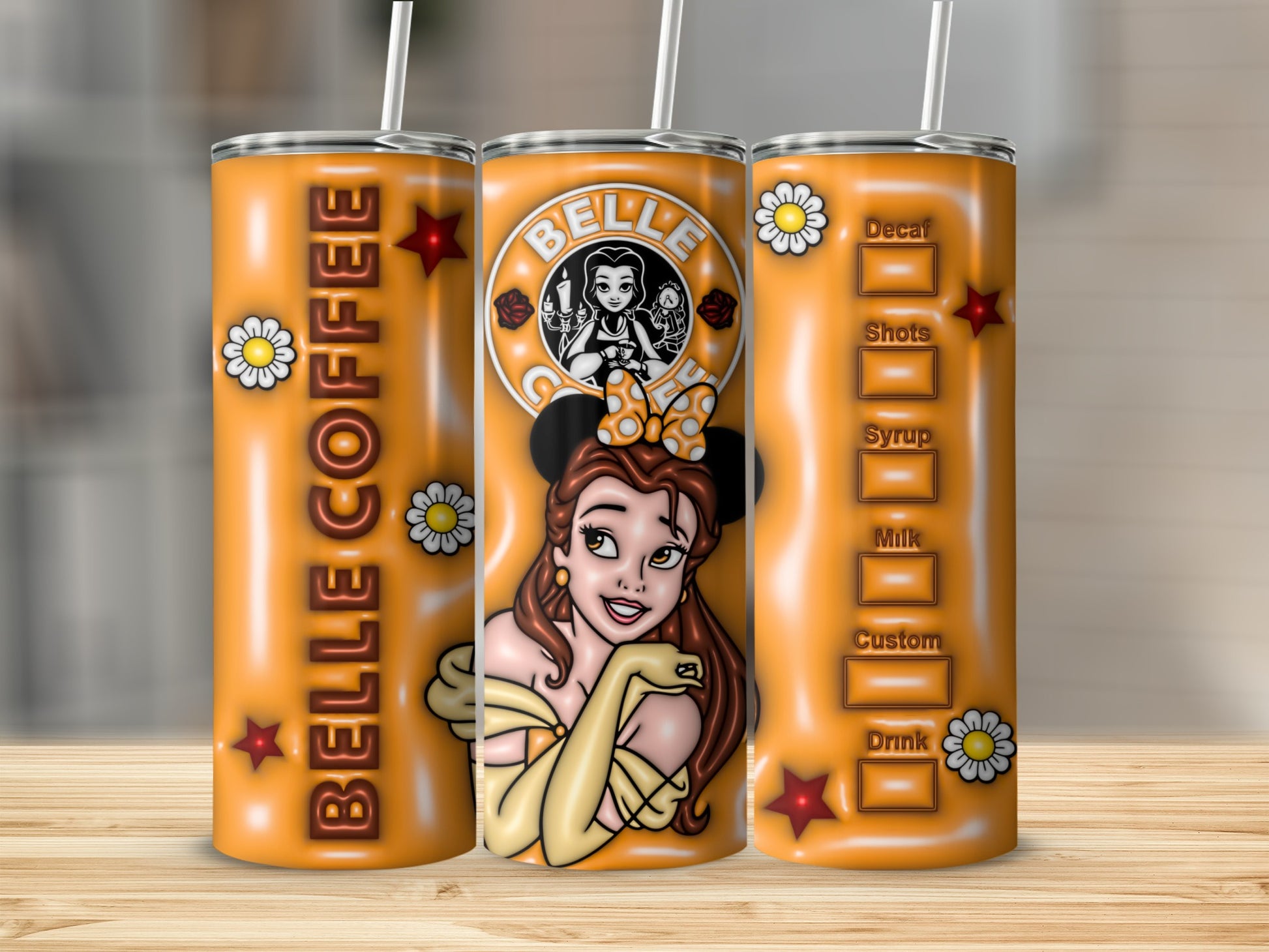 Belle Coffee Themed Tumbler with Customizable Options