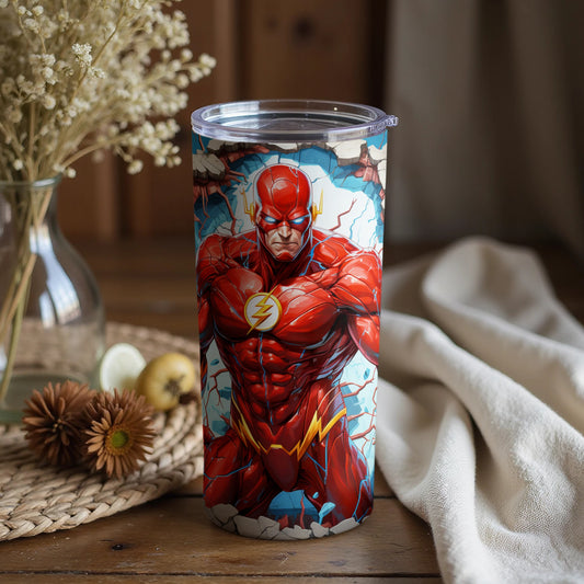 Flash Superhero Insulated Tumbler with Lightning Bolt Design
