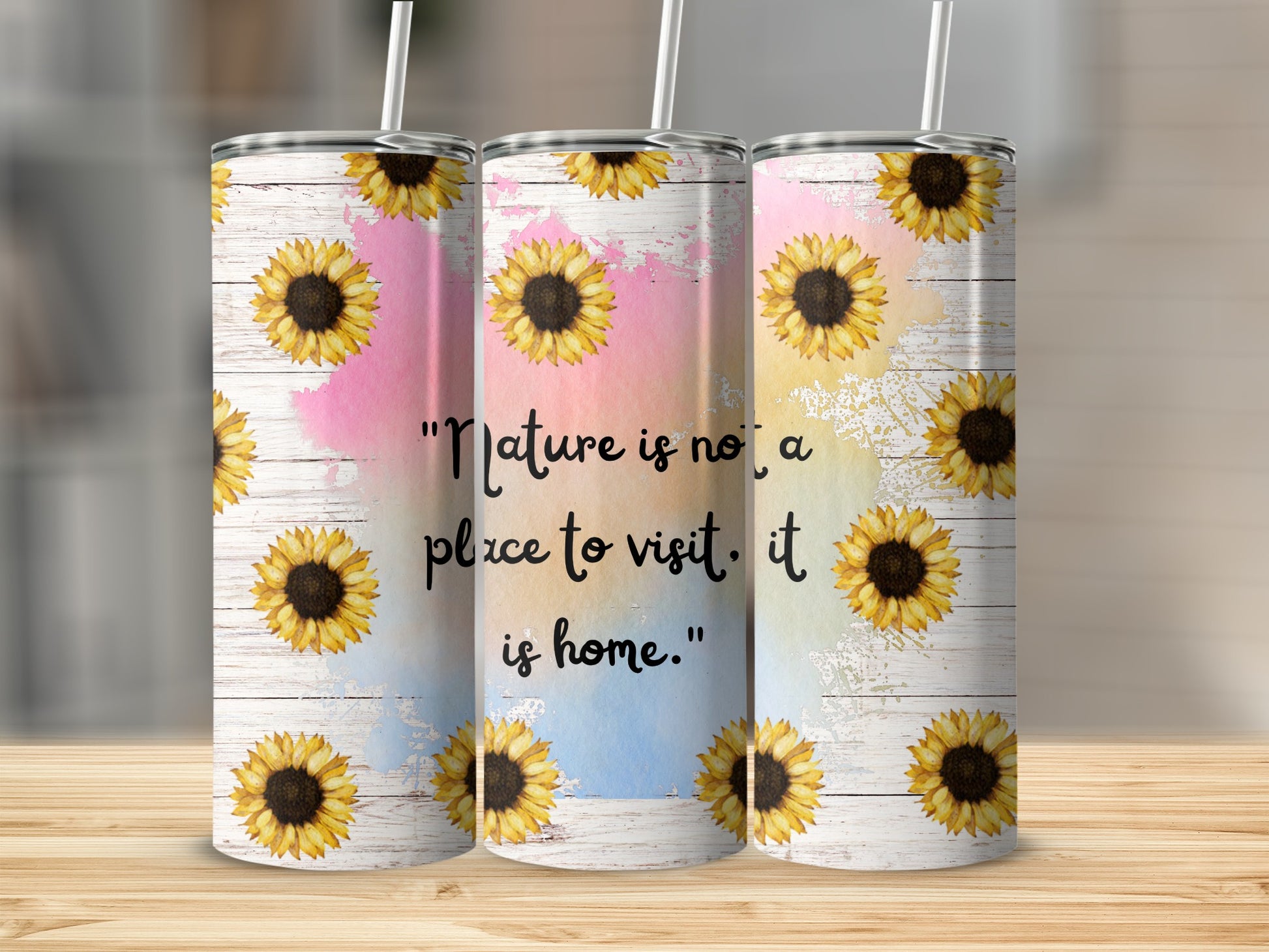 Sunflower Tumbler with Inspirational Nature Quote