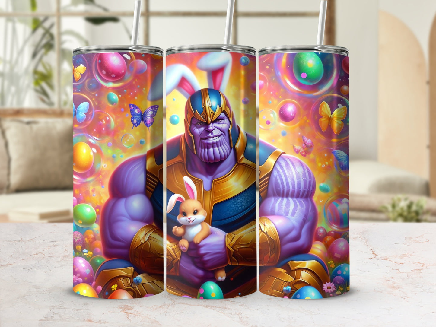Thanos Easter Bunny Colorful Butterflies Eggs Tumbler product type