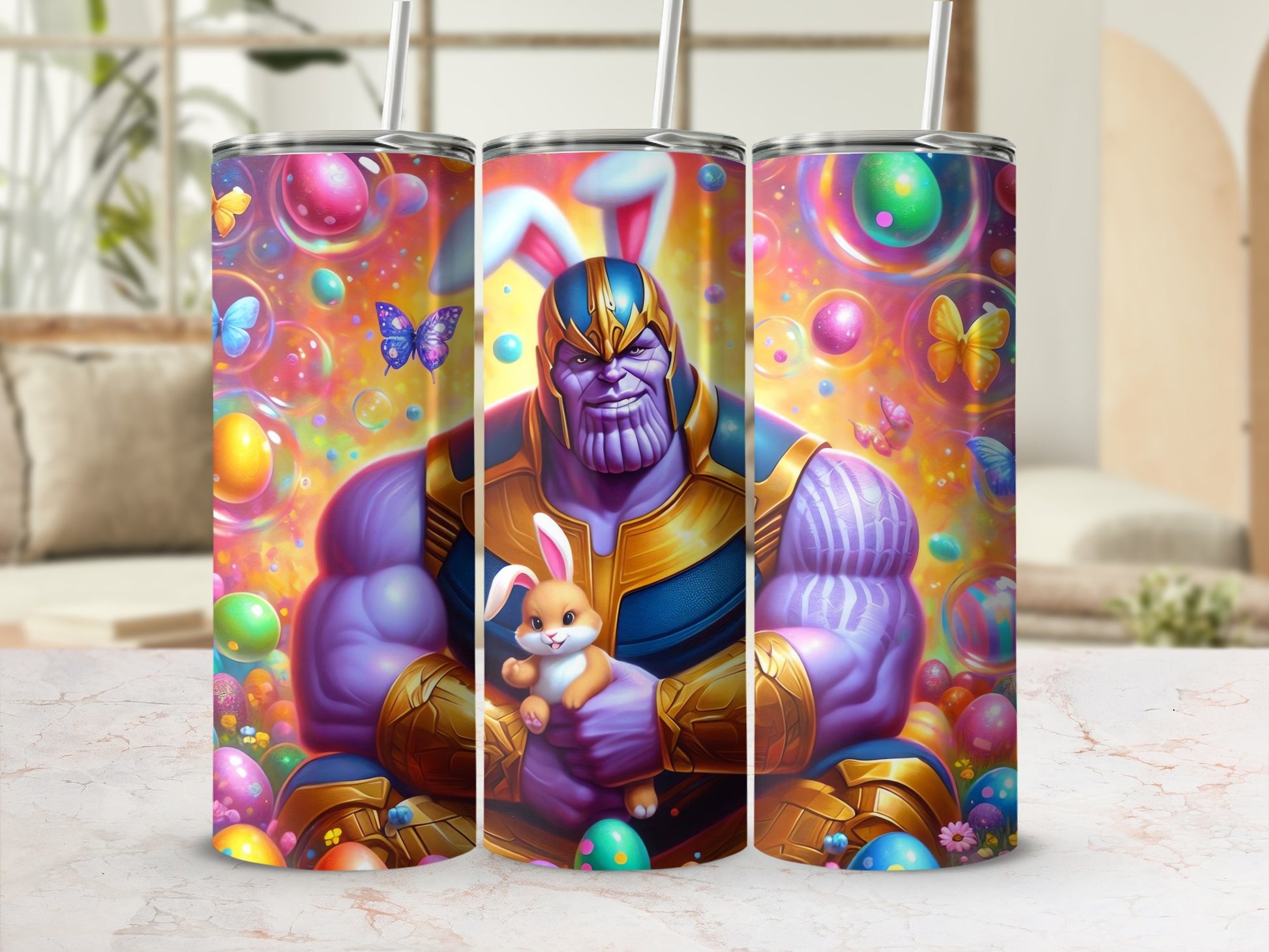 Thanos Easter Bunny Colorful Butterflies Eggs Tumbler product type