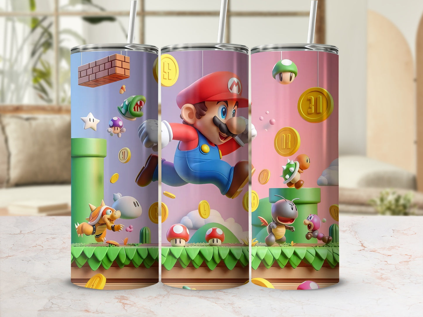 Super Mario Tumbler Colorful Adventure Design Cup