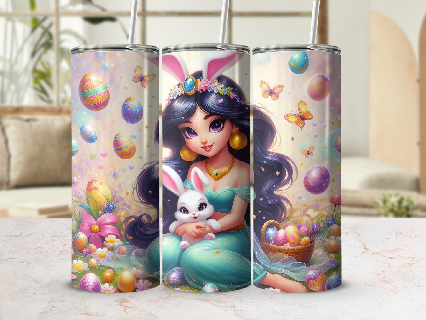 Princess Bunny Ears Rabbit Easter Eggs Butterflies Tumbler product type