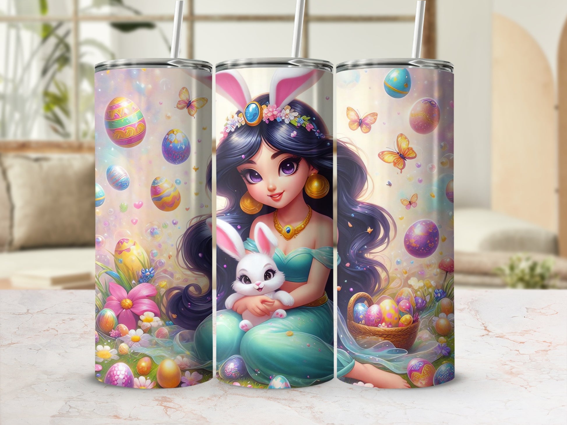 Princess Bunny Ears Rabbit Easter Eggs Butterflies Tumbler product type
