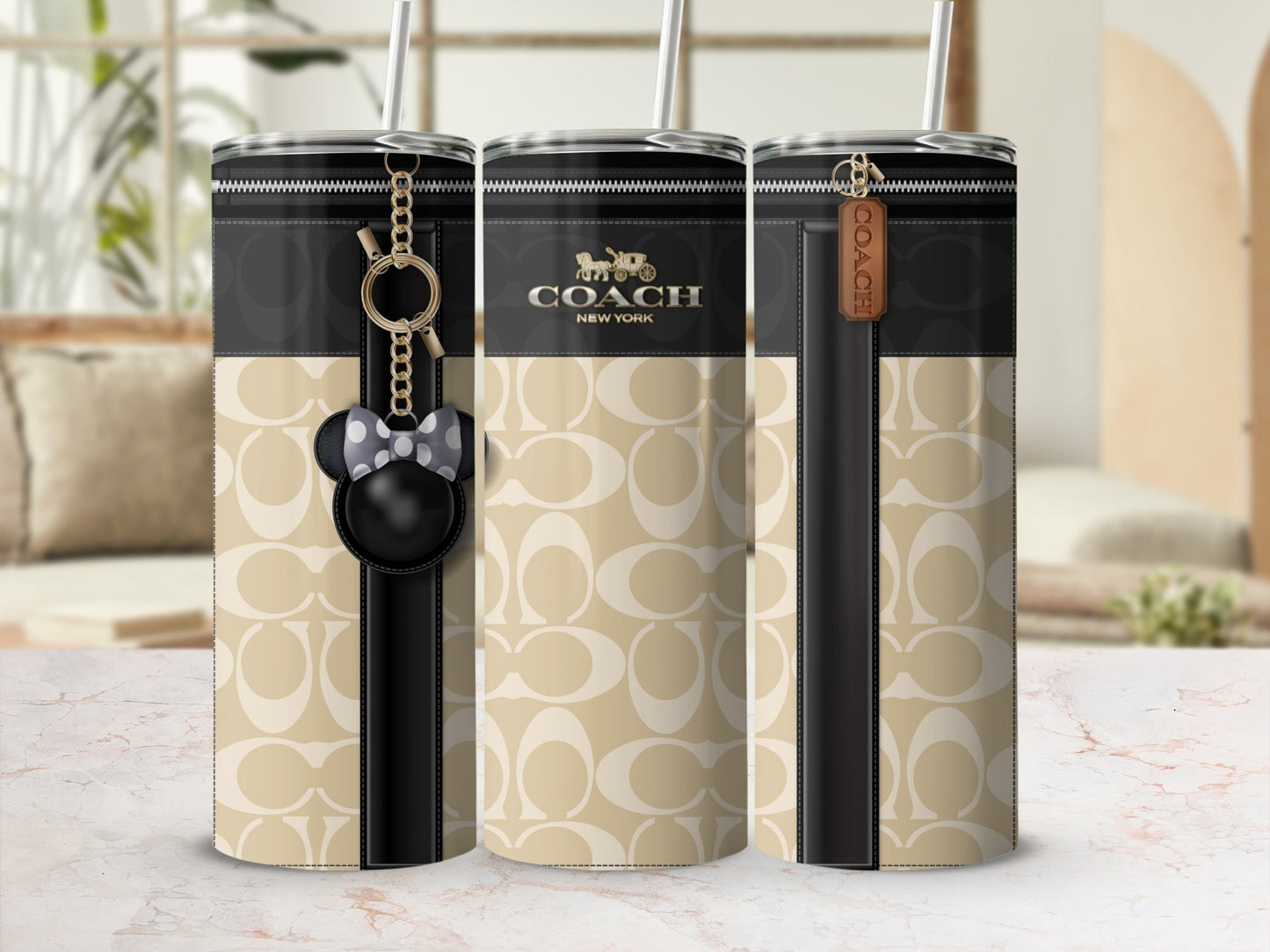 Custom Coach New York Tumbler with Stylish Keychain
