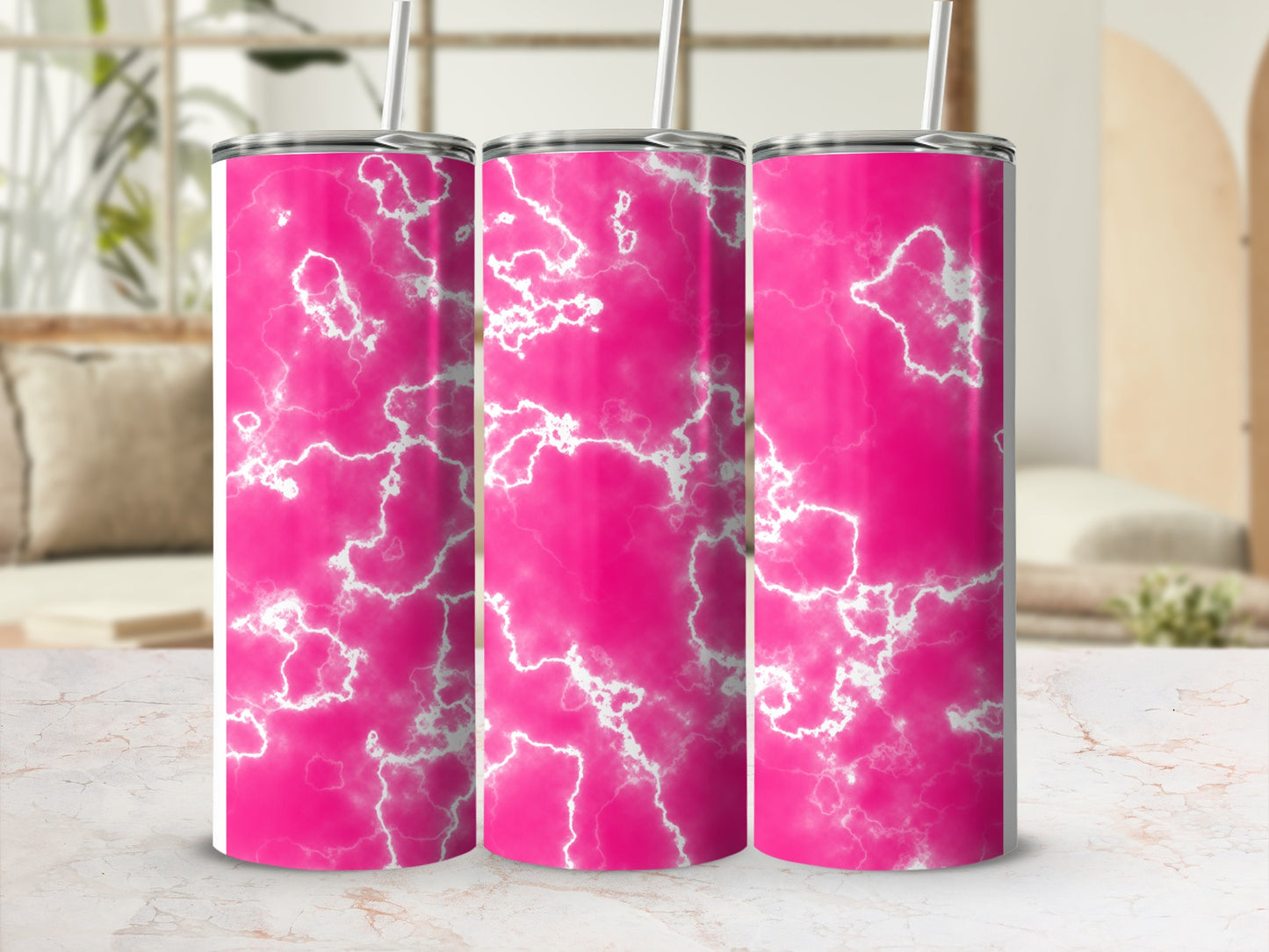 Stunning Pink White Lightning Abstract Pattern Tumbler product type