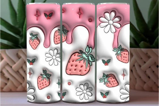 3D Puff Strawberry Tumbler