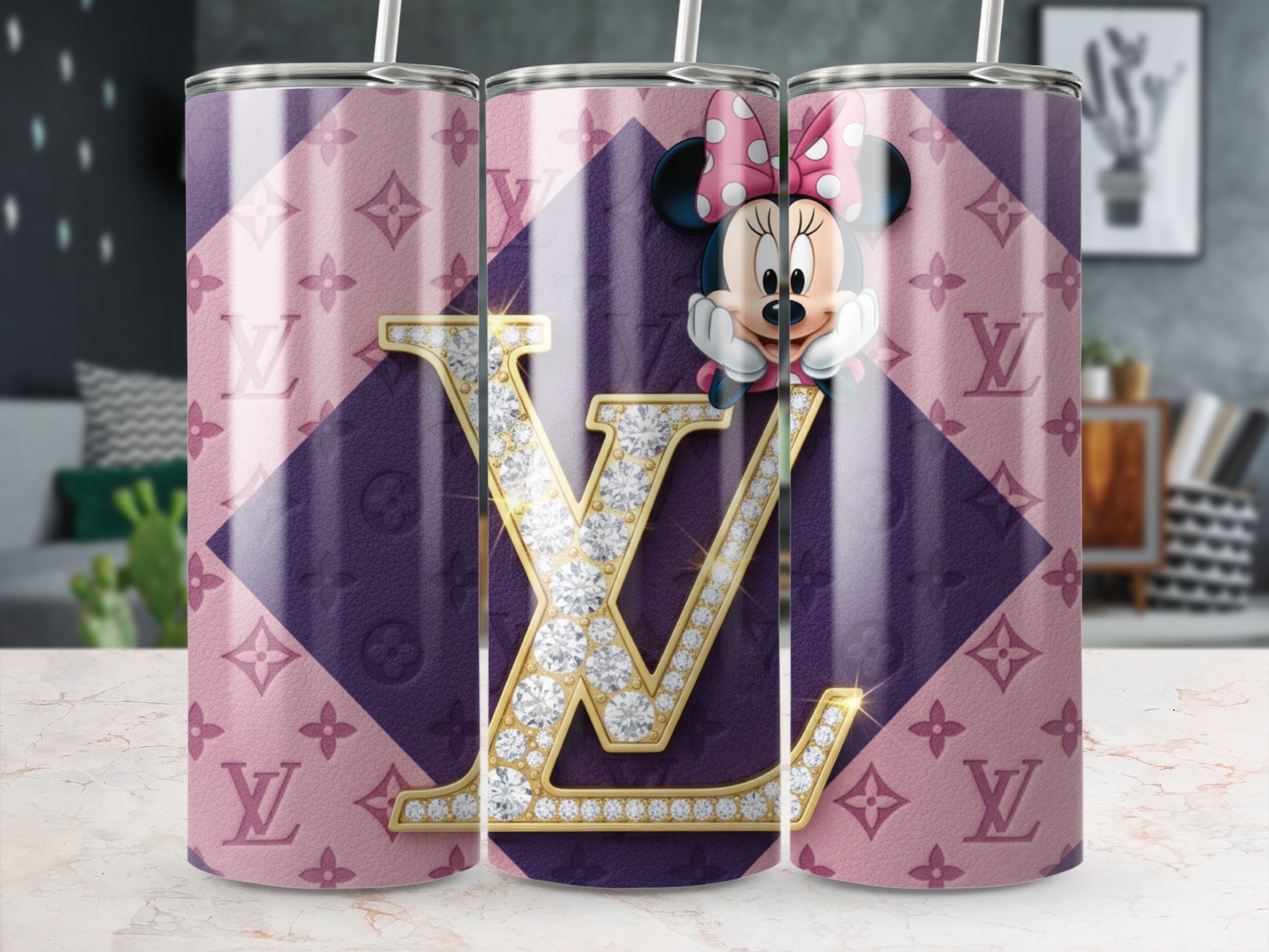 Minnie Mouse LV Diamond Logo Custom Tumbler Product