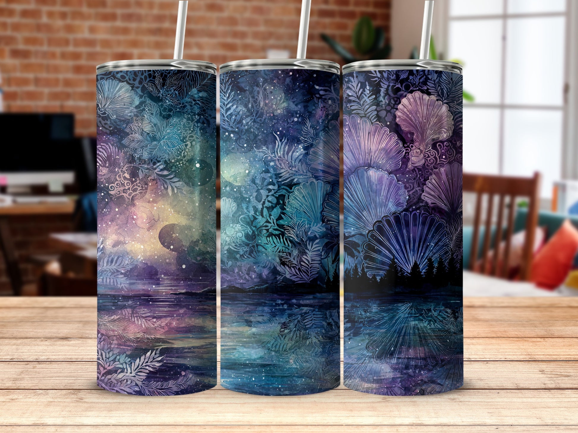 Stunning Celestial Ocean Pattern Drinkware Collection