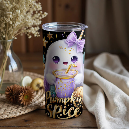 Cute Pumpkin Spice Ghost with Drink Tumbler