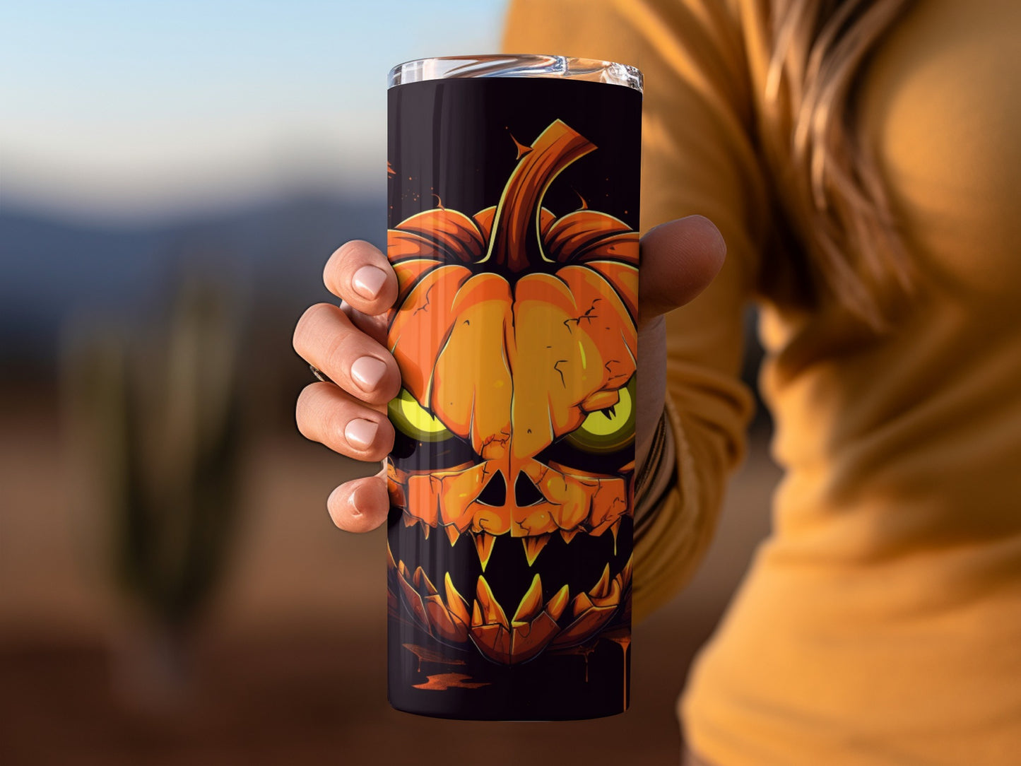 Spooky Pumpkin Face Halloween Tumbler for Fall Season