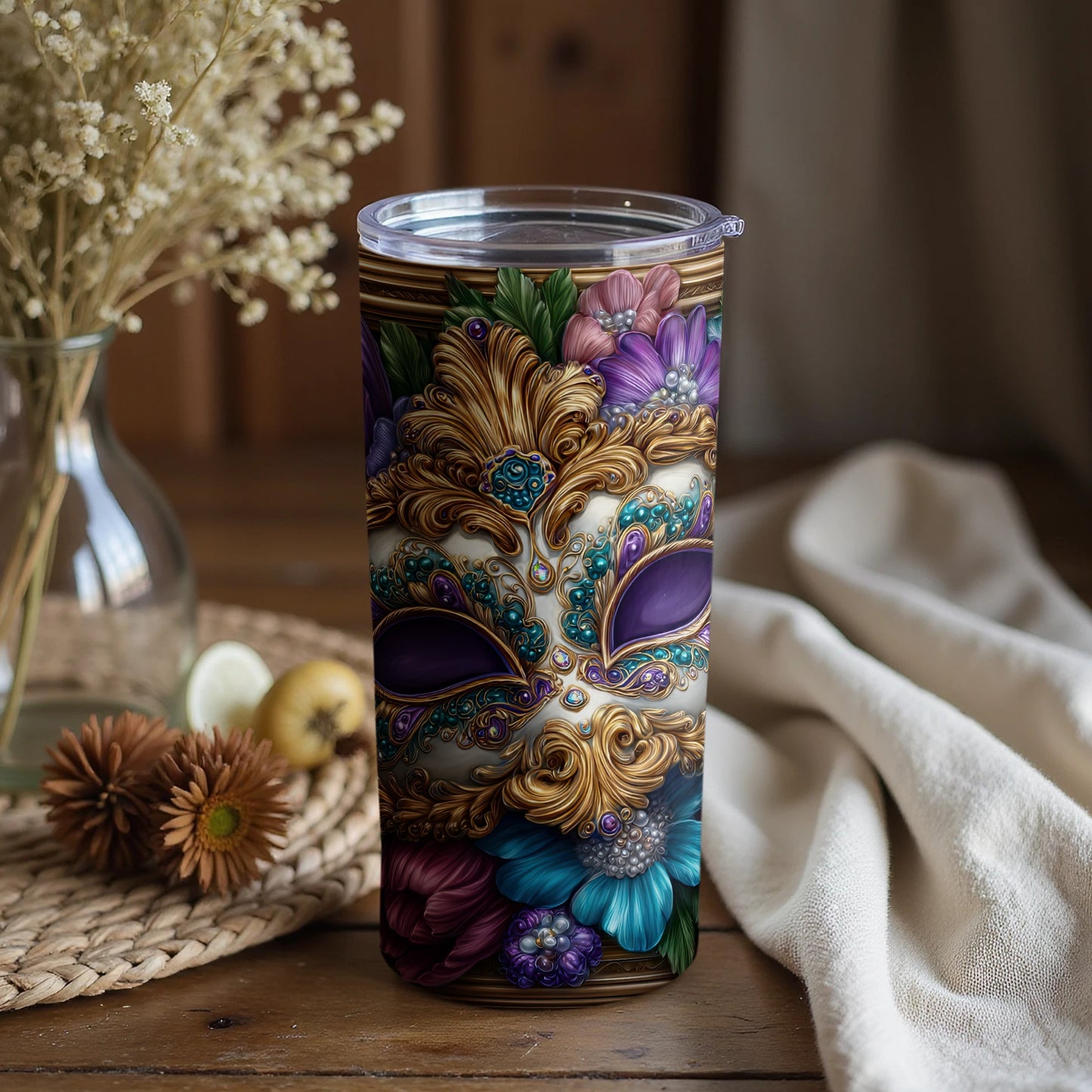 Colorful Mask Design Tumbler for Beverages