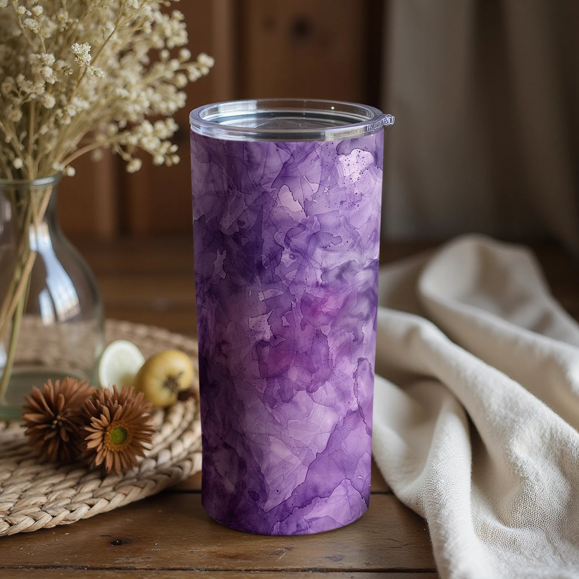 Stunning Purple Patterned Insulated Tumbler Cup