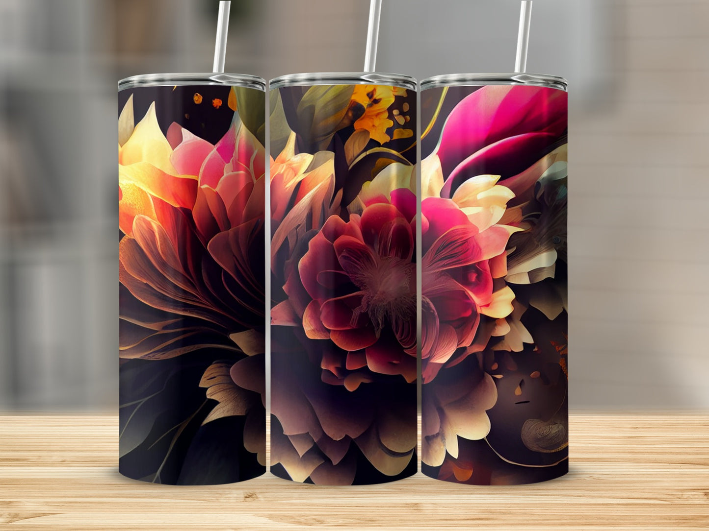 Abstract Floral Design Insulated Tumbler Product