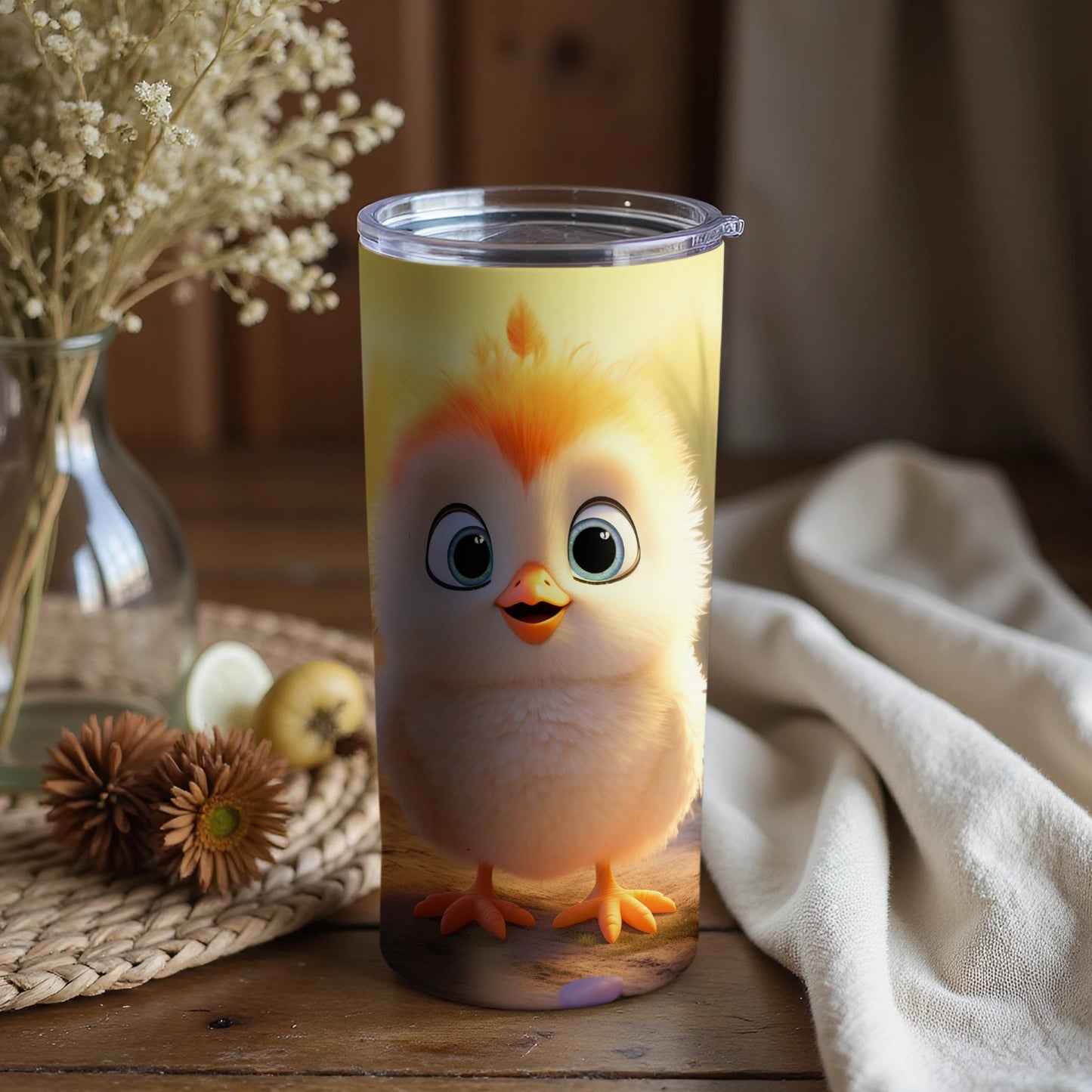 Cute Cartoon Chick Design Insulated Tumbler Cup