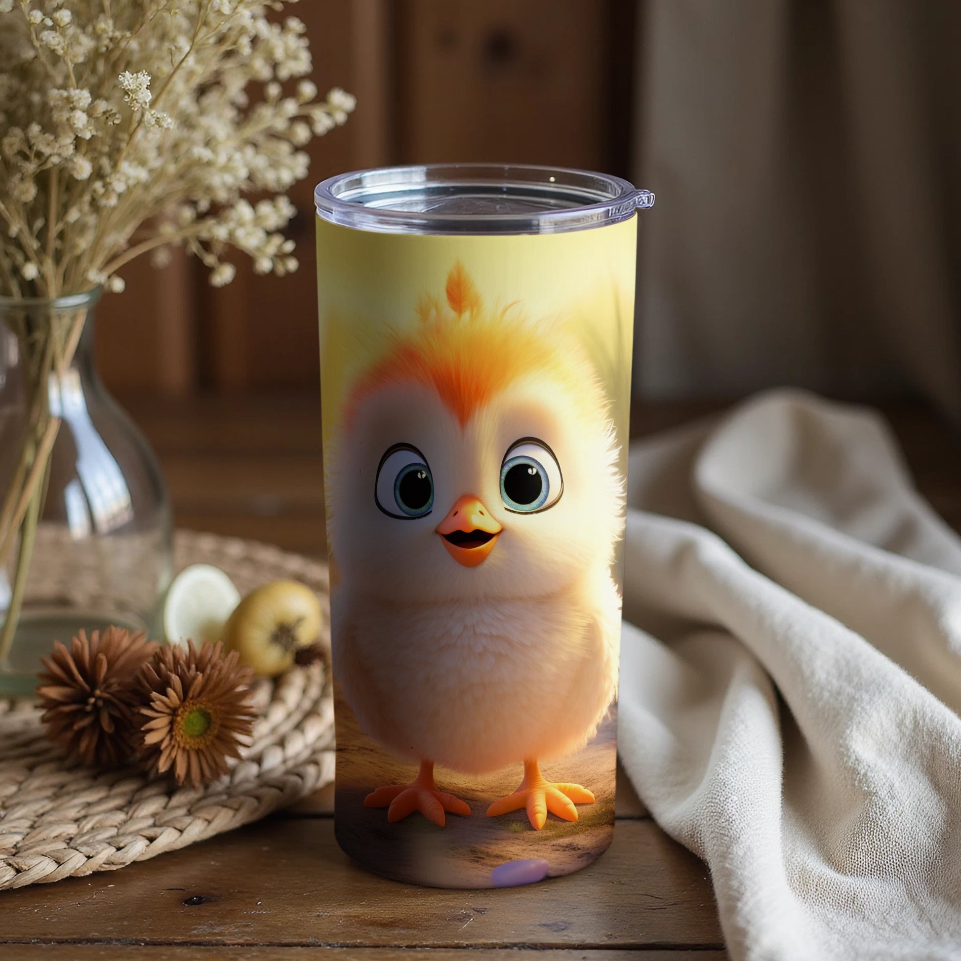 Cute Cartoon Chick Design Insulated Tumbler Cup