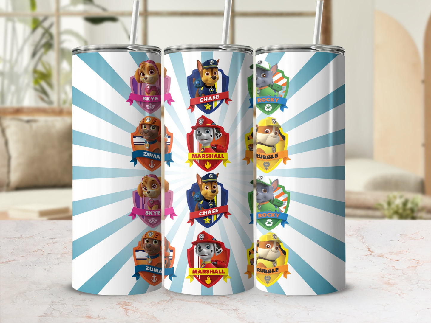 Paw Patrol Character Design Tumbler with Straw