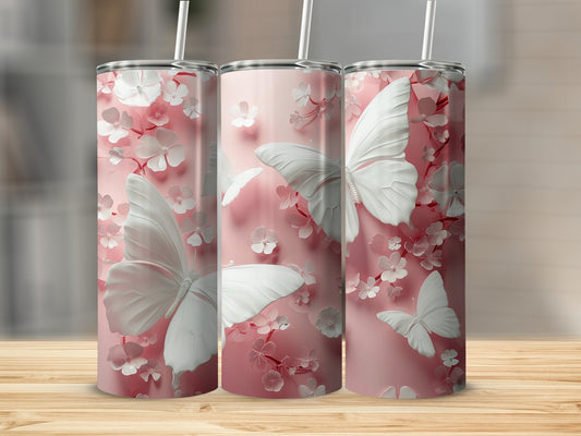 Pink Butterfly Floral Elegant Whimsical Aesthetic Tumbler product type