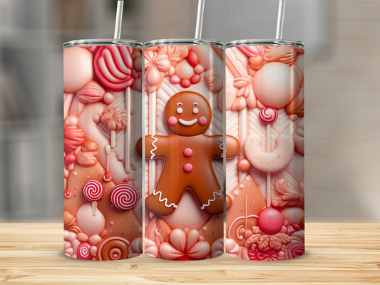 Festive Gingerbread and Candy Swirl Insulated Tumbler
