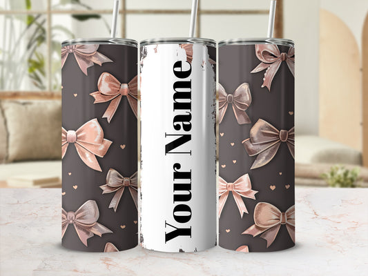 Customizable Bow Design Tumbler with Your Name