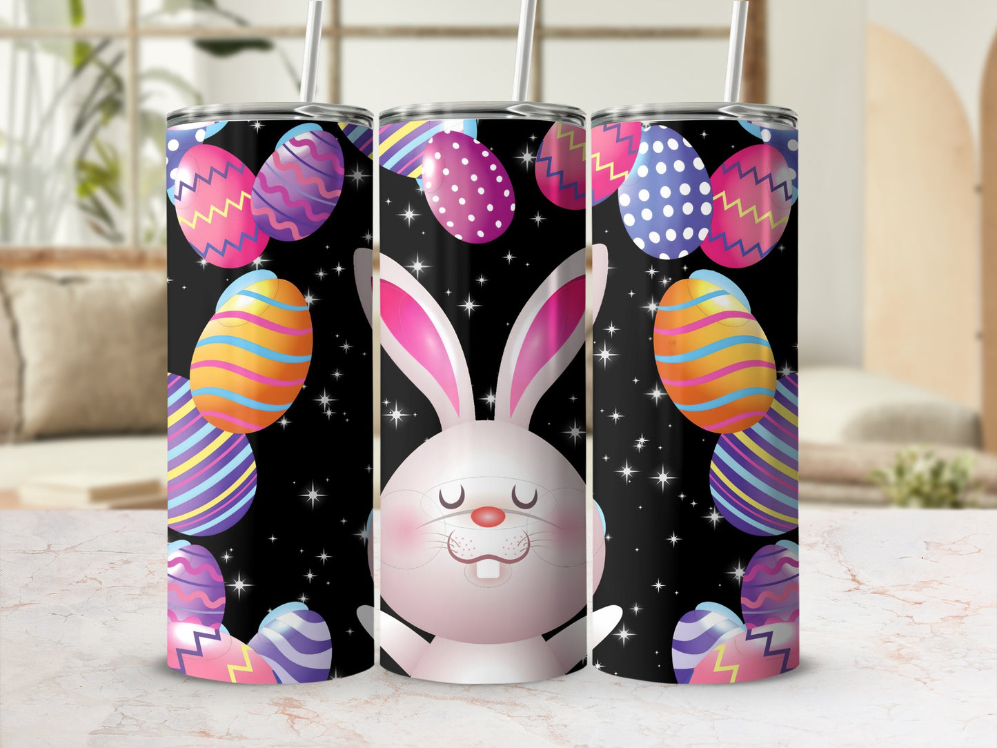 Easter Bunny and Eggs Design Insulated Tumbler Drinkware