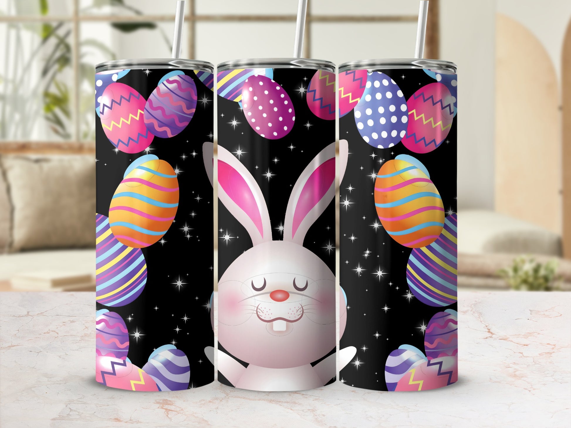 Easter Bunny and Eggs Design Insulated Tumbler Drinkware