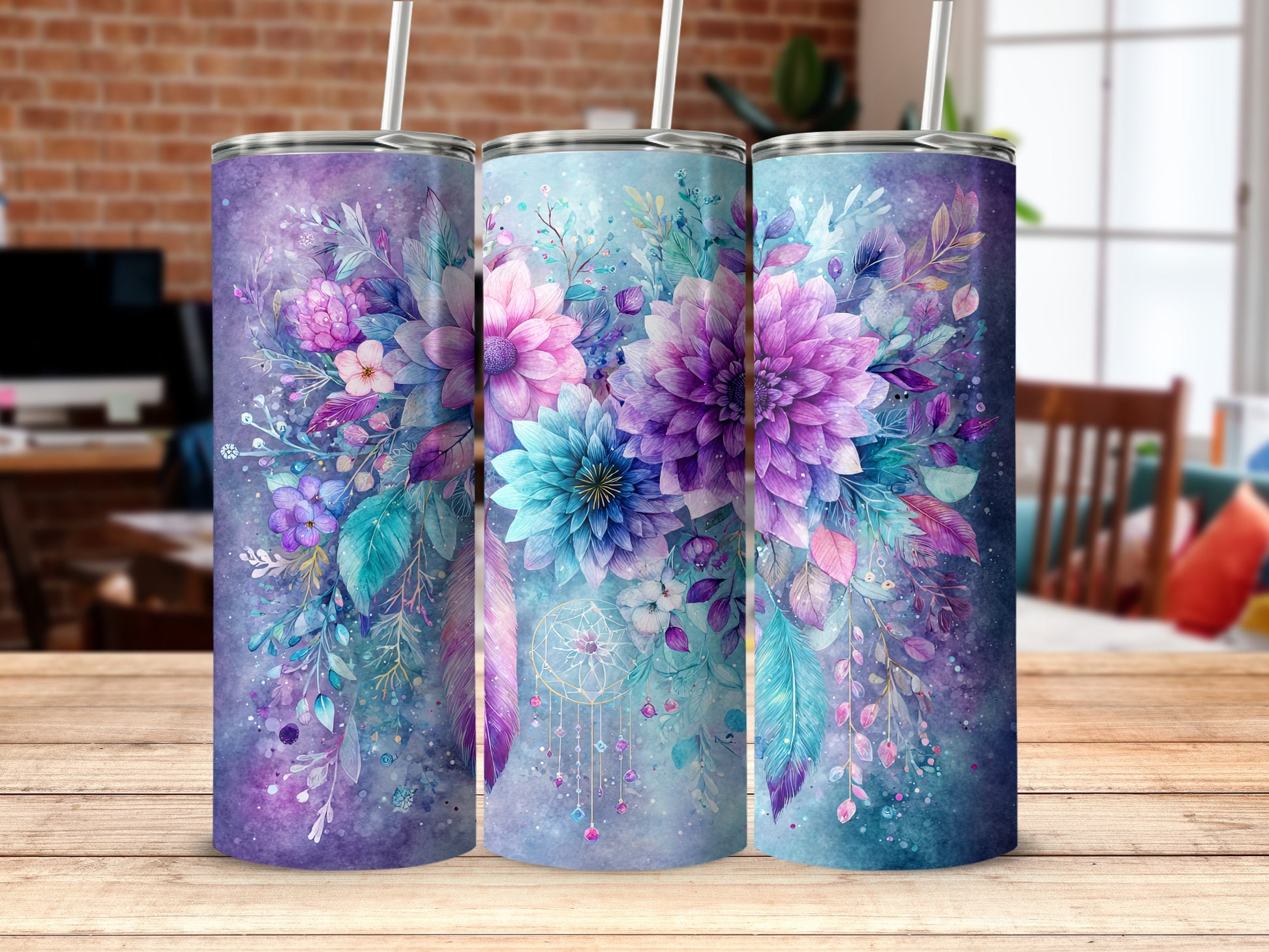 Beautifully Designed Colorful Floral Tumbler