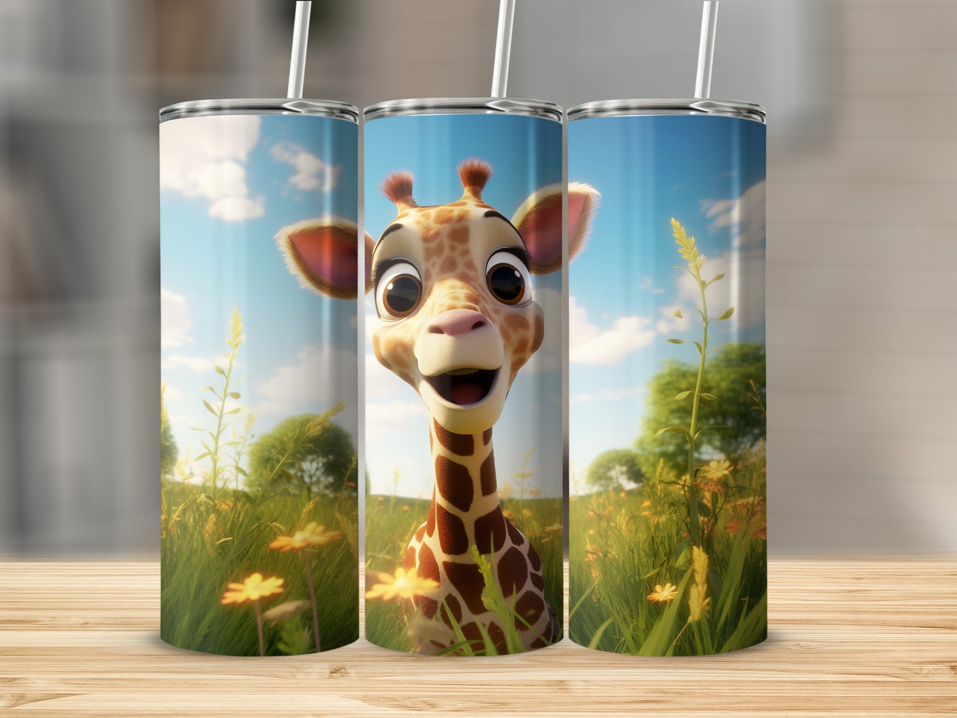 Adorable Cartoon Giraffe Design Tumbler Cup Product