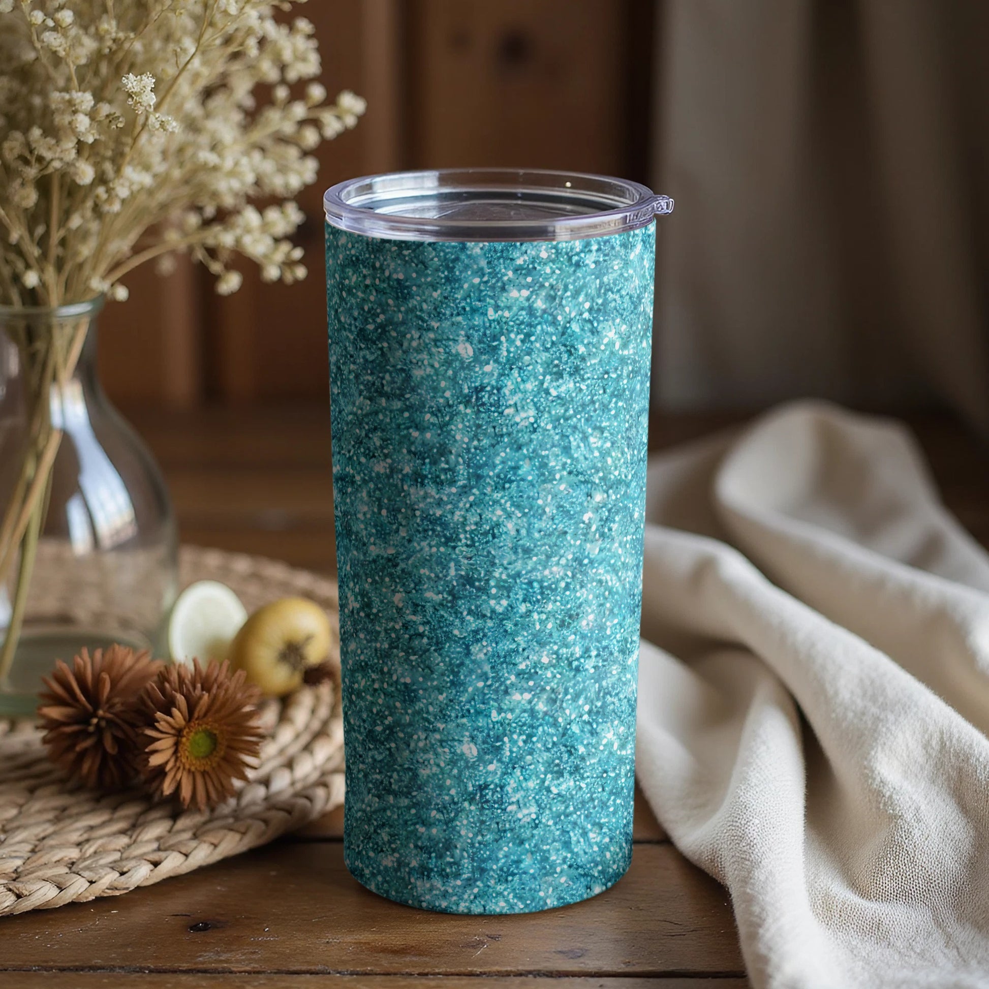 Elegant Blue Speckled Design on Tumbler Product