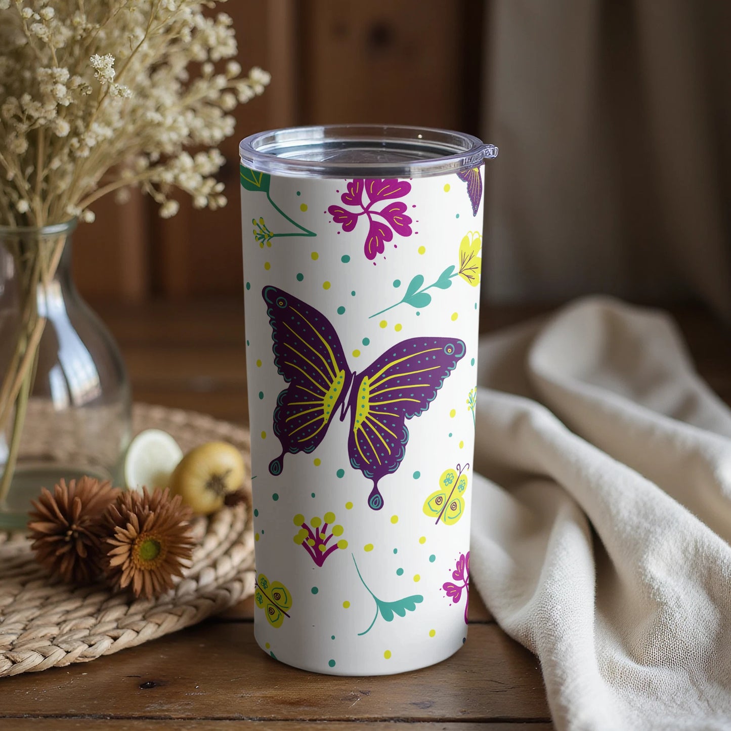 Colorful Butterfly Pattern Insulated Tumbler Product