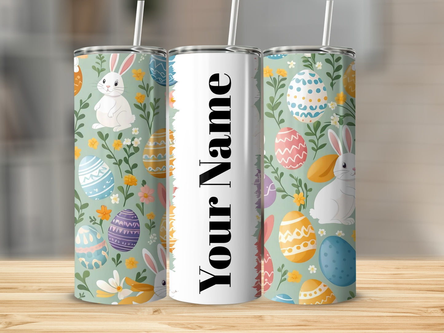 Personalized Easter Bunny and Egg Tumbler Cup