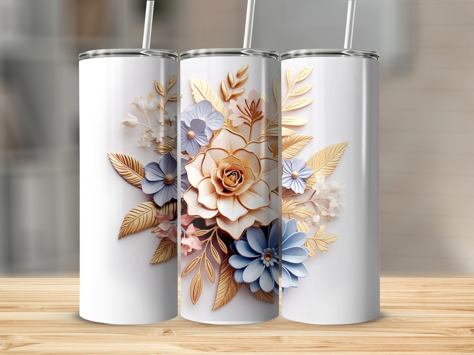 Elegant Floral Design Insulated Tumbler Drinkware